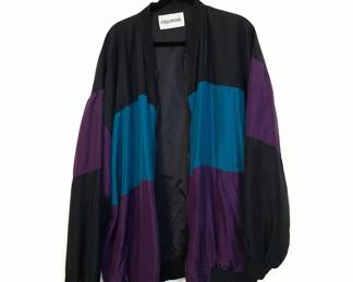 Vintage Colorblock Silk Bomber Jacket