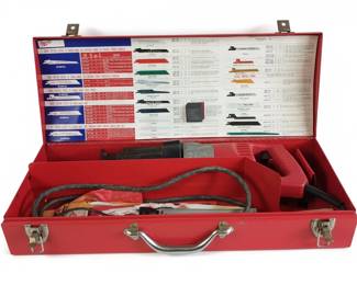 Vintage Milwaukee HeavyDuty Sawzall Reciprocating Saw with Metal Case and Blade Chart