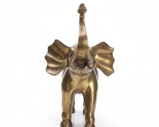 Large Vintage Solid Brass Elephant Figurine, Made in Korea second image