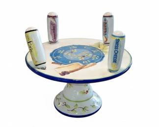 Ceramic Cheese Serving Set with Integrated Spreaders