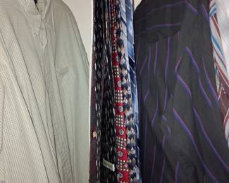 Assorted Mens Neckties and Dress Shirts