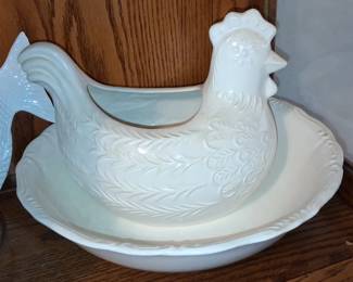 Vintage White Ceramic Hen on Nest Tureen Pier
