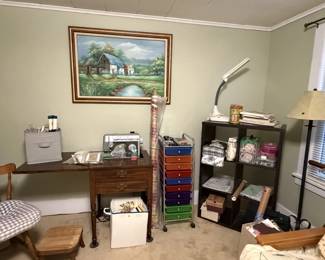 TONS of scrapbooking supplies, 2 sewing machines, yarn, yarn and more yarn
