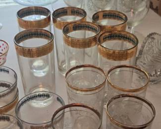 Vintage glasses and barware including Culver