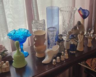 Fenton glass, Precious Moments, cut glass and Willow Tree