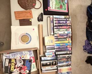 VHS, CDs, DVDs, magazines and records