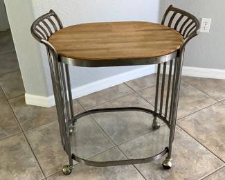 MCM iron and wood bar cart