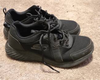 Skechers Men's Black Mesh Lace-Up Athletic Sneakers, Lightweight Cushioned Walking & Running Shoes