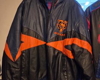 Chicago Bears Leather Jacket 90's, Chicago Cubs MLB Baseball Leather Jacket, Black, Navy Blue & Red Full-Zip Sports Jacket with Embroidered Team Logo & All-Star Game Patch