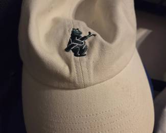 Cream Cotton Baseball Cap with Embroidered Green Golfing Bear Logo
