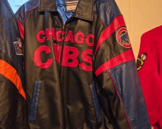G-III Sports MLB Leather Jacket Chicago Cubs 90's, Chicago Cubs MLB Baseball Leather Jacket, Black, Navy Blue & Red Full-Zip Sports Jacket with Embroidered Team Logo & All-Star Game Patch