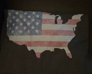 American Flag USA Map Graphic T-Shirt with Distressed Stars and Stripes Design