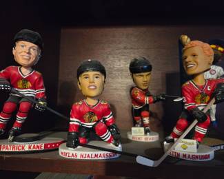 #88 Patrick Kane, #4 Niklas Hjalmarsson, #7 Brent Seabrook, #3 Keith Magnuson