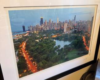 Aerial Photo of Chicago by Sports Photographer Bob Horsch, signed and framed