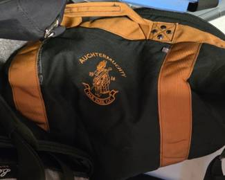 Auchtermuchty Golf Club Scotland Black & Tan Embroidered Duffel Bag, Golf Sports Travel Bag with Carry Handles