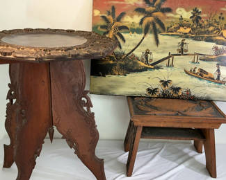 Lot 104: 3 Vintage Wood Indonesian Decor Items