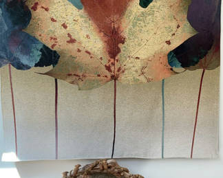 Lot 109: Artsy Fabric Wall Hanging, Fabric Basket