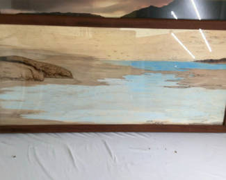 Lot 69: Two Framed Waterscapes, Metal Wall Art