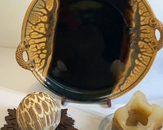 Lot 15: Earth tones Glazed and signed Ceramic Platter And More