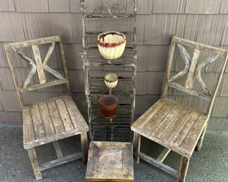 Lot 53: Vintage Rustic Outdoor Seating & Decor