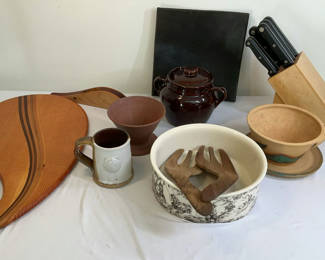 Lot 46: Assorted Kitchenware and Utensils in Earth Tones