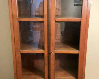 Lot 2: Rustic Pine, Glass Door Bookcase