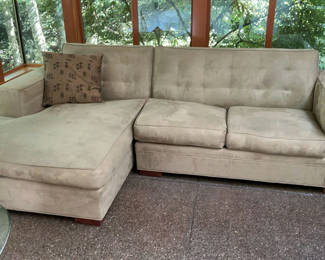 Lot 9: Ultra-suede Beige Sectional