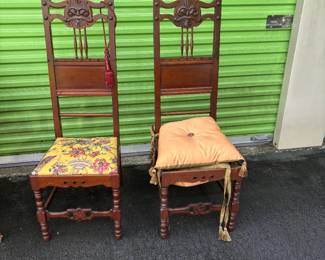 4 Highback decorative Carved Spindle Chairs