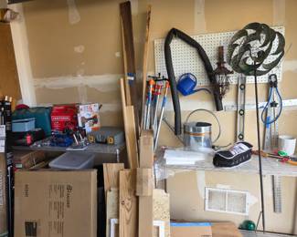 tools, curtain rods, miscellaneous home items