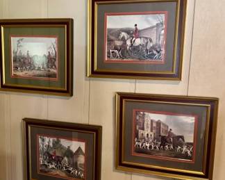 Framed art prints of hunting scenes after artist Richard Barrett Davis