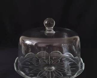Princess House Heritage Glass Cake Stand with Dome Cover