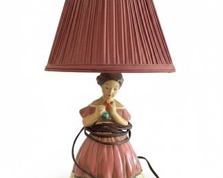 Vintage Chalkware Figural Lady Lamp