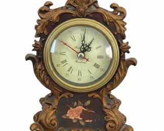 Richards Winchester Rococo Style Mantel Clock with Floral Motif