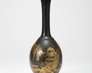 Japanese Chokin Style Etched Vase