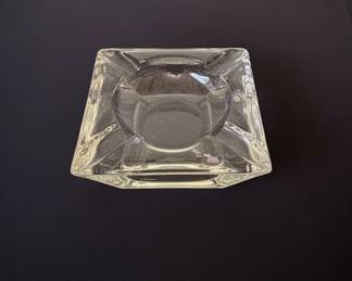 Vintage Heavy Square Clear Glass Ashtray second image