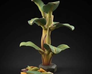 HandCarved Wooden Banana Plant Sculpture second image