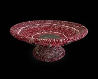 Vintage African Beaded Pedestal Bowl