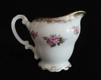 Vintage Floral Porcelain Creamer and Sugar Bowl Set