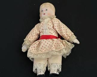 Vintage Russ Berrie Porcelain Doll in Polka Dot Dress