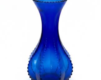 Indiana Glass Cobalt Blue Beaded Edge Vase