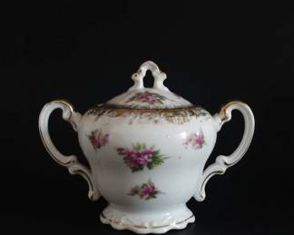 Vintage Johann Haviland Bavaria Moss Rose Sugar Bowl