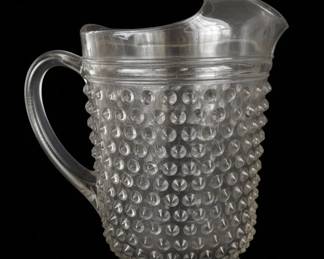 Anchor Hocking Hobnail Clear Glass Pitcher with Ice Lip