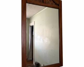 Traditional Wooden Wall Mirror with Lattice Frieze