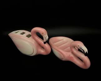 Vintage Flamingo Toothbrush Holder and Soap Dish second image