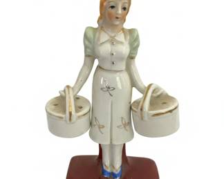 Vintage Figural Milkmaid Salt and Pepper Shakers