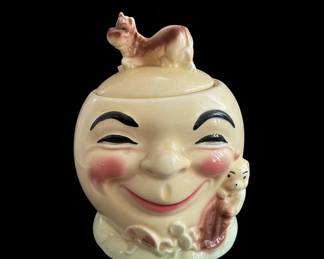 Hey Diddle Diddle Cow Jumps Over the Moon Antique Cookie Jar cracked