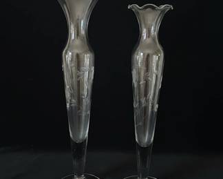 Princess House Heritage Etched Bud Vases