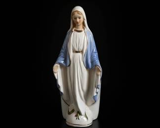 Vintage Porcelain Madonna Wall Pocket Vase  American Bisque