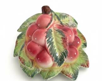 Vintage MajolicaStyle Ceramic Cherry Wall Pocket