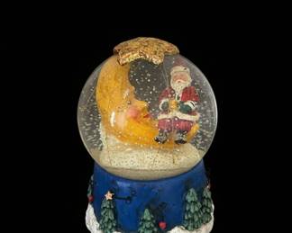 Vintage Santa and Moon Christmas Snow Globe second image